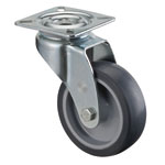 Lenkrolle mit Gabel aus verzinktem Stahlblech, Radkörper: Kunststoff, Lauffläche: thermoplastischer Gummi, spurlos