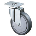 Lenkrolle mit Gabel aus verzinktem Stahlblech, Radkörper: Kunststoff, Lauffläche: thermoplastischer Gummi, spurlos, Kugellager