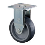 Bockrolle mit Gabel aus verzinktem Stahlblech, Lauffläche thermoplastischer Gummi, spurlos, zweireihiger Kugelkranz, Gleitlager