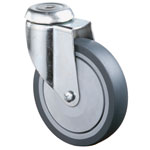 Lenkrolle mit Gabel aus verzinktem Stahlblech, zweireihiger Kugelkranz, Radkörper: Kunststoff, Lauffläche: thermoplastischer Gummi, spurlos, Kugellager