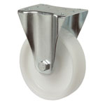 Transportgeräterollen, Bockrolle, Gabel aus Stahlblech, verzinkt, zweireihiger Kugelkranz, Lauffläche Kunststoff, hohe Tragkraft, Rollenkorblager