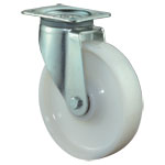 Schwerlastrollen, Lenkrolle, Gabel aus Stahlblech, verzinkt, zweireihiger Kugelkranz, Lauffläche Kunststoff, hohe Tragkraft, Kugellager