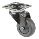 Lenkrolle Gabel aus Stahlblech schwarz zweireihiger Kugelkranz im Gabelkopf, thermoplastisches Gummi schwarz,