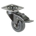 Lenkrolle mit Totalfeststeller Gabel aus Stahlblech, schwarz zweireihiger Kugelkranz im Gabelkopf, thermoplastisches Gummi schwarz,