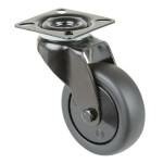 Lenkrolle Gabel aus Stahlblech, schwarz zweireihiger Kugelkranz im Gabelkopf, thermoplastisches Gummi schwarz,