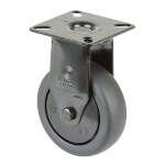 Bockrolle Gabel aus Stahlblech, schwarz zweireihiger Kugelkranz im Gabelkopf, thermoplastisches Gummi schwarz,