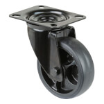 Lenkrolle Gabel aus Stahlblech, schwarz zweireihiger Kugelkranz im Gabelkopf, thermoplastisches Gummi schwarz,