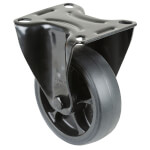 Bockrolle Gabel aus Stahlblech, schwarz zweireihiger Kugelkranz im Gabelkopf, thermoplastisches Gummi schwarz,