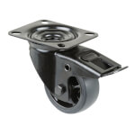 Lenkrolle mit Totalfeststeller Gabel aus Stahlblech, schwarz zweireihiger Kugelkranz im Gabelkopf, thermoplastisches Gummi schwarz,