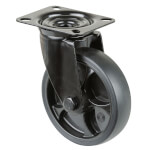 Lenkrolle Gabel aus Stahlblech, schwarz zweireihiger Kugelkranz im Gabelkopf, thermoplastisches Gummi schwarz,