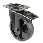 Lenkrolle mit Totalfeststeller Gabel aus Stahlblech, schwarz zweireihiger Kugelkranz im Gabelkopf, thermoplastisches Gummi schwarz,