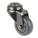 Lenkrolle Gabel aus Stahlblech, schwarz zweireihiger Kugelkranz im Gabelkopf, thermoplastisches Gummi schwarz,