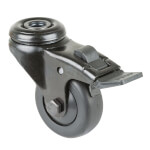 Lenkrolle mit Totalfeststeller Gabel aus Stahlblech, schwarz zweireihiger Kugelkranz im Gabelkopf, thermoplastisches Gummi schwarz,