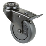 Lenkrolle mit Totalfeststeller Gabel aus Stahlblech, schwarz zweireihiger Kugelkranz im Gabelkopf, thermoplastisches Gummi schwarz,