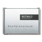 BOX Türschild grau in Edelstahloptik mit einer Abdeckung aus Sicherheitsglas