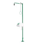 B-Safety ClassicLine Körper-Notdusche zur Bodenmontage mit Augen-/Gesichtsdusche, Becken und Abdeckung