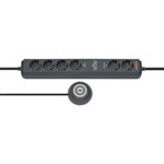 brennenstuhl Eco-Line Comfort Switch Plus EL CSP 24 Steckdosenleiste 6-fach mit beleuchtetem Fußschalter zum bequemen Ein- und Ausschalten