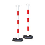 Kettenständerset Kunststoffpfosten mobil mit 2 m-Kette, Farbe: rot/weiß