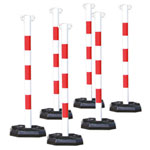 Kettenständerset Kunststoffpfosten mobil mit 10 m-Kette, Farbe: rot/weiß