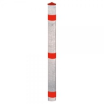 Stahl-Absperrpfosten mit roten Reflexstreifen herausnehmbar mit Bodenhülse