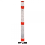 Stahl-Absperrpfosten mit roten Reflexstreifen Stahl-Absperrpfosten mit roten Reflexstreifen