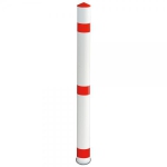 Aluminium-Absperrpfosten rot/weiß mit Reflexstreifen herausnehmbar mit Bodenhülse