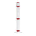 Stahl-Absperrpfosten rot/weiß mit Reflexstreifen zum Aufschrauben mit Bodenplatte