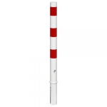 Absperrpfosten aus Stahl SPU 764 rot/weiß herausnehmbar mit Bodenhülse, Dreikantschloss