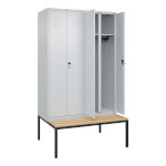 C+P Schwarz-Weiß-Spind Classic PLUS, Bank 4 Abteile mit Ablageboden und Garderobenstange