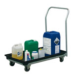 CEMO Auffangwanne mobil, mit Werkstattwagen, Fahrgestell verzinkt, Tragfähigkeit 100 kg,