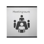 SlideFix Türschild quadratisch schwarz Acrylglasscheibe mit Aluminiumrahmen und seitlichem Einschub