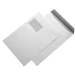 Versandtaschen Couvert C4 weiß mit Fenster Papiergewicht: 90g, mit Haftklebegummierung