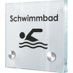 CRISTALLO Türschilder aus Einscheiben-Sicherheitsglas, hochwertige Edelstahlhalter,