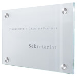CRISTALLO Türschilder aus Einscheiben-Sicherheitsglas, hochwertige Edelstahlhalter,