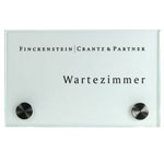 CRISTALLO Türschilder aus Einscheiben-Sicherheitsglas, hochwertige Edelstahlhalter,