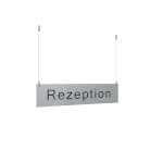 CRISTALLO Infoleiste als Deckenabhänger aus 1 x 5 mm Sicherheitsglas mit Stahlseil