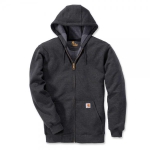 Carhartt Full-Zip Kapuzen-Sweatjacke anthrazit mit Kapuze, Vordertaschen, elastische Bündchen