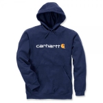 Carhartt Logo Graphic Kapuzenpullover dunkelblau mit Kapuze, Vordertasche, elastische Bündchen