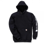 Carhartt Logo Sleeve Graphic Kapuzenpullover schwarz mit Kapuze, Vordertasche, elastische Bündchen