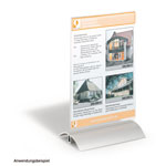 Durable Tischaufsteller Presenter A5 hochwertige Optik, Acrylglasscheibe mit Aluminiumstandfuß