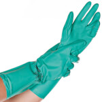Franz Mensch Chemikalienschutzhandschuh Professional grün Nitrilhandschuhe mit Baumwollbeflockung