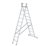 Munk Sprossen-Mehrzweckleiter aus Aluminium, zweiteilig Sprossenanzahl 2 x 10, Arbeitshöhe 6,1 m