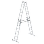 Munk Sprossen-Stehleiter aus Aluminium, vierteilig Sprossenanzahl 4 x 8, Arbeitshöhe 5,1 m