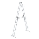 Munk Sprossen-Stehleiter aus Aluminium, vierteilig Sprossenanzahl 4 x 12, Arbeitshöhe 7,0 m