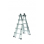 Günzburger Steigtechnik Aluminium-Teleskopleiter, 4-teilig 4 x 5 Sprossen, Arbeitshöhe als Anlegeleiter: 4,2 - 6,4 m