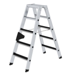 Günzburger Steigtechnik Aluminium-Stehleiter, beidseitig 2 x 5 Stufen, Arbeitshöhe 2,75 m
