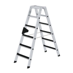 Günzburger Steigtechnik Aluminium-Stehleiter, beidseitig 2 x 6 Stufen, Arbeitshöhe 3,0 m