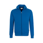 Hakro Herren-Sweatjacke College royalblau sportlicher Schnitt, pflegeleichte Baumwoll-Polyester-Mischung,