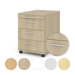 Hammerbacher Rollcontainer Solid mit Relinggriff 4 Schubladen und Auszugssperre