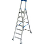 Leitern Stufen - StehLeitern Krause Stufen-StehLeiter, fahrbar (Alu), Arbeitshöhe 3,65 m,
